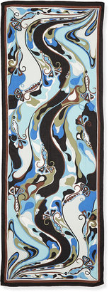 Emilio Pucci Orchidee Show Scarf, Light Blue