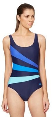 Zoggs Navy triple striped 'HydroLife' tummy control swimsuit