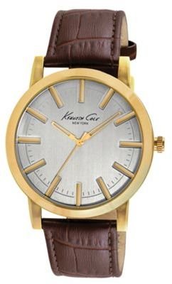 Kenneth Cole Men's silver dial brown leather strap