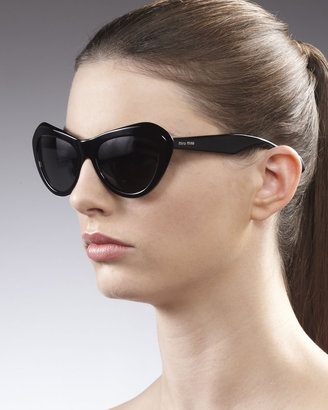 Miu Miu Vintage Cat Eye Matte Sunglasses, Black