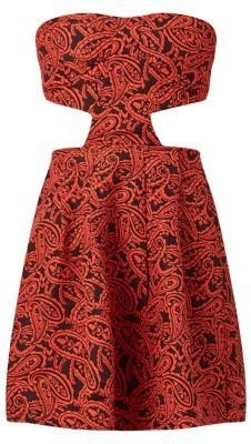 New Look Madam Rage Red Abstract Print Cut Out Bandeau Dress
