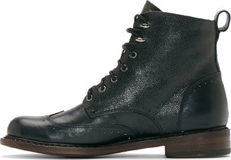 Rag and Bone 3856 Rag & Bone Black Embossed Leather Cozen Wingtip Boots