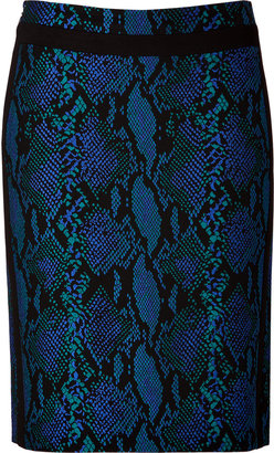 Diane von Furstenberg Marta Python Print Skirt in Black/Tanzanite/Multi