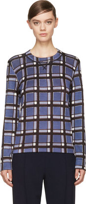 Marc by Marc Jacobs Blue Printed Plaid Toto Sweater