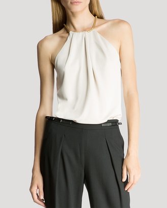 Halston Top - Sleeveless Ruched Neck