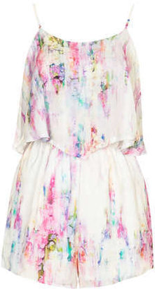 Topshop Womens **Printed Silky Frill Front Playsuit by Oh My Love - Pink