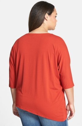 Eileen Fisher V-Neck Asymmetric Jersey Top (Plus Size)