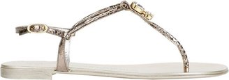 Giuseppe Zanotti Women's Jeweled T-strap Sandals-Silver