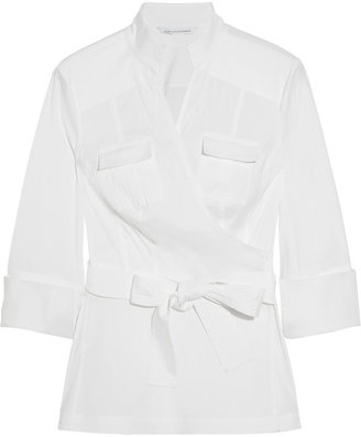 Diane von Furstenberg Meryl stretch cotton-blend wrap shirt