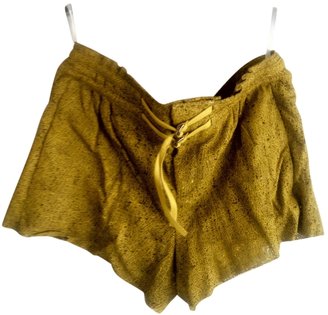 Helmut Lang Yellow Leather Shorts