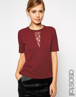 ASOS Tall Textured T-Shirt With Lace Insert