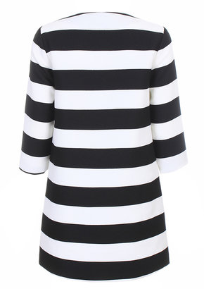 Choies Striped Swing Coat With Half Sleeve