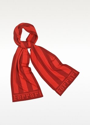 Ferrari Red Striped Signature Knit Wool Scarf
