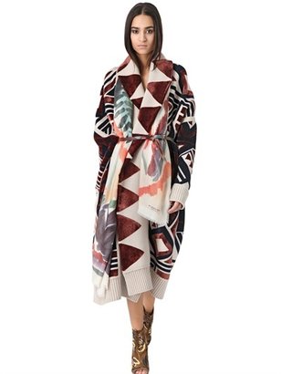 Burberry Wool Blend Jacquard Blanket Coat