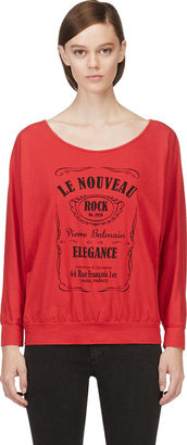 Balmain Pierre Red Le Nouveau Print T-Shirt