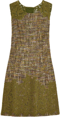 Dolce & Gabbana Lace-trimmed wool-blend bouclé dress