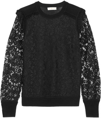 Tory Burch Dina lace-paneled merino wool sweater