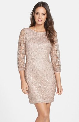 Adrianna Papell Sequin Metallic Lace Dress