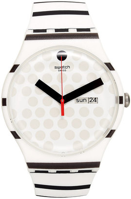 Swatch Unisex Swiss Zebratian Back and White Silicone Strap Watch 41mm SUOW706