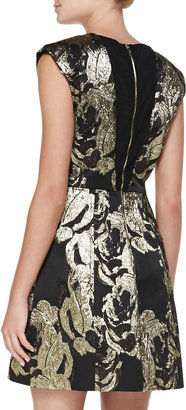 Alice + Olivia Pacey Metallic Jacquard Structured Dress