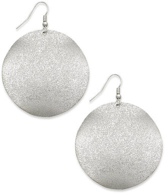 Sequin Earrings, Silver-Tone Sparkle Texture Disc Earrings