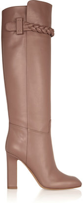 Valentino Braid-detailed leather knee boots