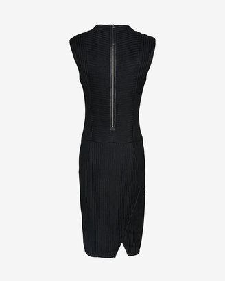 Helmut Lang Trance Frame Leather Detail Textured Dress