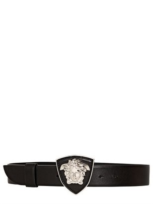 Versace 35mm Medusa Shield Buckle Leather Belt