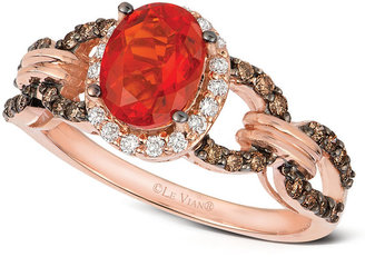LeVian Fire Opal (5/8 ct. Diamond and Chocolate Diamond (3/8 ct. t.w.) Link Ring in 14k Rose Gold