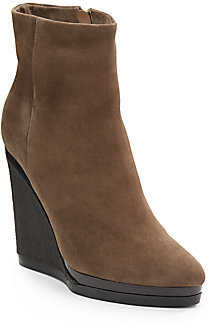 Calvin Klein Delia Suede/Shearling Wedge Ankle Boots