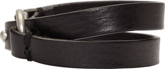 Maison Margiela Black Leather & Brushed Silver Bracelet