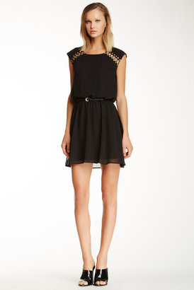 City Triangles Grommet Detail Belted Dress