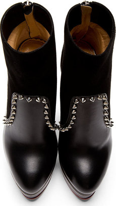 Charlotte Olympia Black Suede & Leather Studded Platform Valerie Boots