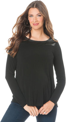 A Pea in the Pod Ella Moss Long Sleeve Boat Neck Faux Leather Trim Maternity Top