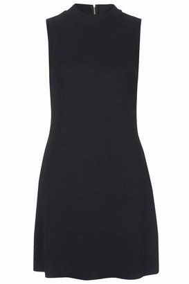 Topshop Jersey shift dress with high neck and zip back fastening to the neck. wear it with a heeled boot