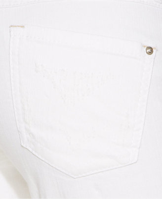 INC International Concepts Curvy-Fit Boyfriend Jeans, White Wash