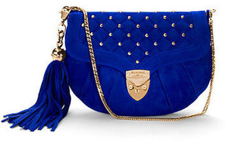Aspinal of London Libertine Evening Bag with Chain Cobalt Blue Suede