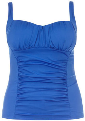 Evans Electric Blue Ruched Detail Tankini