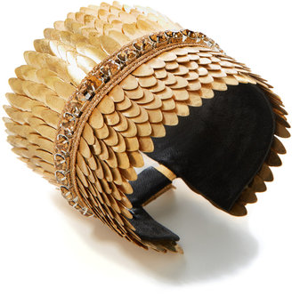 Deepa Gurnani Gold-Tone Wide Feather Bracelet