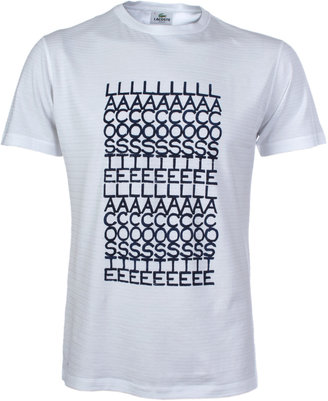 Lacoste White & Navy Print Slim Fit Crew Neck T-Shirt