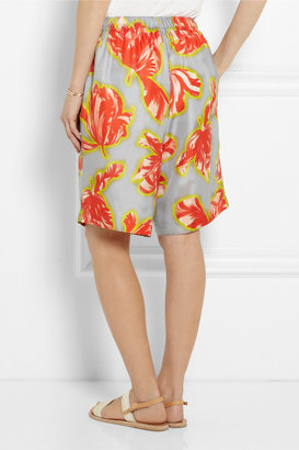 Jonathan Saunders Clara tulip-print silk-twill shorts