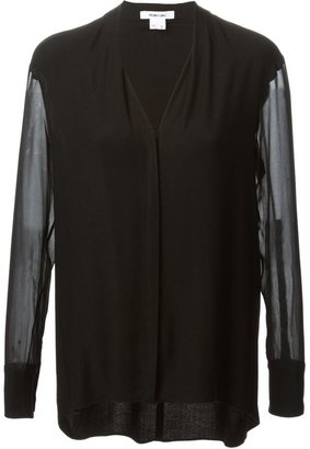 Helmut Lang v-neck sheer sleeve blouse