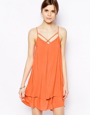 Warehouse Double Layer Cami Dress - orange