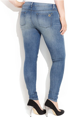 MICHAEL Michael Kors Size Zippered Skinny Jeans, Medium Blue Wash