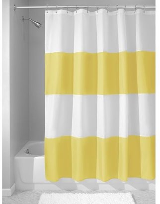 InterDesign Mildew-Free Water-Repellent Zeno Fabric Shower Curtain, 72-Inch by 72-Inch, Yellow/White