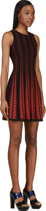 Alexander McQueen Black & Red Knit Pleated Full Circle Dress
