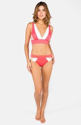 DKNY Colorblock V-Neck Bikini Top