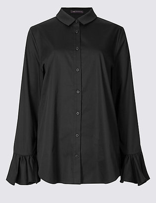 M&S Collection Cotton Rich Frill Cuff Shirt