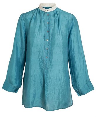 Dosa Taped Collar Silk Tunic Shirt