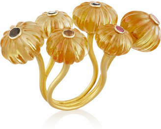 MUNNU 22-karat gold citrine flower ring